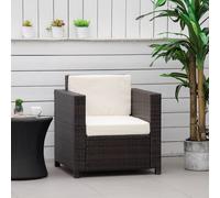 Rattan Garden Armchair Wicker Single Garden Chair with Cushion, Black/Cream