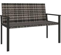 Outsunny 2 Seater Rattan Garden Bench, Outdoor Bench with Quick-Drying Cotton Padding, Wicker Garden Loveseat with Armrests, Steel Frame for Patio, Park, Mixed Grey