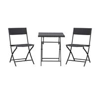 Rattan Garden Bistro Set Coffee 2 Wicker Weave Folding Chairs & 1 Square Table