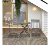 Rattan Garden Bistro Set Coffee 2 Wicker Weave Folding Chairs & 1 Square Table