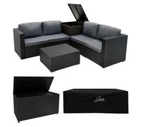 Rattan Modular Garden Furniture 6 Piece Set & 2 Storage Boxes 996L Monstershop Black One Size
