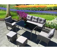 UK Leisure World New Rattan garden cube dining set Wicker Conservatory Outdoor Garden Furniture Set (Paris Grey)