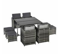 Rattan Garden Dining Set Grey PE Rattan Metal Frame 109x109x72cm Polyester Seats