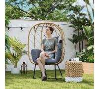 Outsunny Rattan Garden Egg Chair with Thickened Cushion, Headrest, Brown, Brown