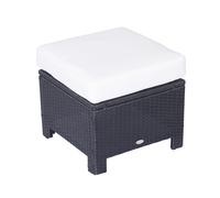 Rattan Garden Footstool Wicker Patio Ottoman Padded Seat Cushion 50x50x35 cm