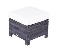 Rattan Garden Footstool Wicker Patio Ottoman Padded Seat Cushion 50x50x35 cm