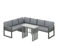 Outsunny 4 Piece Rattan Garden Furniture Set With 3 Loveseats, Table, Grey Grey