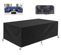 Rattan Garden Furniture Covers Waterproof Rectangular 205x130x75cm /LxWxH Large Cover for Rattan Furniture/Outdoor Furniture Covers/Garden Table Furniture Set Covers Anti-UV Rip Proof - Black