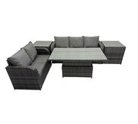 Fimous Rattan Garden Furniture Dining Set 5-seater with 2 Side Table