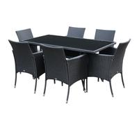 Rattan Garden Furniture Dining Set 6-seater Patio Rectangular Table Cube Chairs