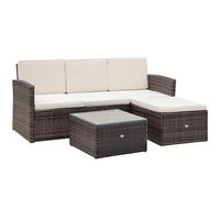 Rattan Garden Furniture Outdoor Patio 4 Seater Corner Sofa and Coffee Table Set Footstool with Thick Cushions Brown