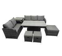 Fimous Rattan Garden Furniture Set 8-seater with 3 Footstools Side Table