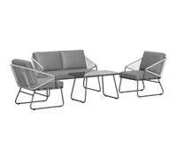 Outsunny 4 Piece Rattan Garden Furniture Set with Cushions, Grey, Grey