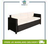 Outsunny Rattan Wicker 3-seater Sofa Chair Patio Furniture w/ Cushions Black