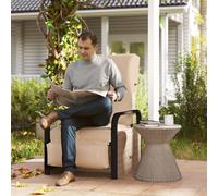 Rattan Garden Recliner Chair Sun Lounger w/ Side Tray Outsunny Khaki One Size