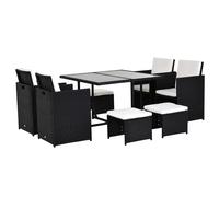Outsunny 8 Seater Cube Rattan Garden Dining Set With Cushions, Black