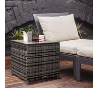 Outsunny Side Table Furniture Tempered Glass Garden Patio Wicker Mixed Grey