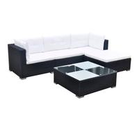 5 Piece Garden Lounge Set With Cushions Poly Rattan