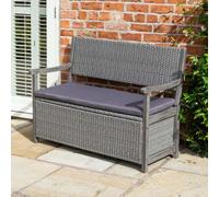 Rattan Garden Storage Bench Alderley Grey Outdoor Plastic Patio Seating