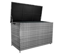 Rattan Garden Storage Box 996L Grey Large Wicker Chest With Liner Outdoor Patio