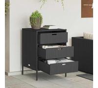 Rattan Garden Storage Cabinet 3 Drawer Outdoor Cushion Tool Unit Brown