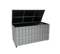 Rattan Garden Storage Marielle Grey Box & Waterproof Lining Cover Large Cushion Blanket Tools Toys Furniture Chest 700L Outdoor Patio Deck Steel Frame Weather Resistant Gas Lift Lid Portable Wheels
