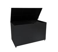 Rattan Garden Storage Serafina Black Box & Waterproof Lining Cover Large Cushion Blanket Tools Toys Furniture Chest 996L Outdoor Patio Deck Steel Frame Weather Resistant Gas Lift Lid Portable Wheels