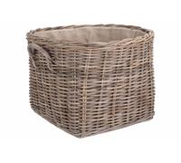 Red Hamper Grand Rattan Hessian Lined Log Basket, One Size