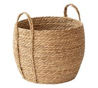 Rattan Grass Woven Flower Basket, Decorative Round Wicker Rope Storage Blanket Basket With Handles,Planter Pot For Living Room,Floor Standing Storage,Balcony Garden Decoration