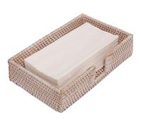 Rattan Guest Towel Holder For Bathroom Towel Caddy Rectangular Napkin Tray 9.4 x 5.9 x 2.4 inches Wicker Toilet Tank Basket Tissue Paper Hand Towels Storage Countertop (Guest Towel, White Wash)
