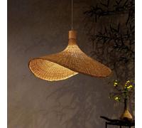 Rattan Handwoven Hanging Lamp Bamboo Weaving Pendant Light - Hat-Shaped Chandelier for Bedroom, Dining, Living Room, Kitchen - Natural Style Wicker Lampshade E27 Pendant Lamp