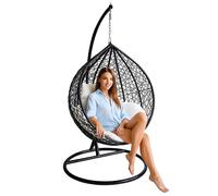 Rattan Hanging Egg Chair Large Basket Chair with Cushions for Indoor Outdoor Patio Alivio Black One Size