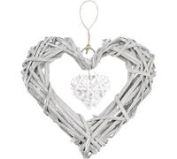 Rattan Hearts Wall Hanging Decoration, Heart Shape Wicker Wreath Ornament for Wedding Party, Autumn Wreath Home Bedroom Festival Decor,Halloween Thanksgiving Day Front Door Window Wall Decoration