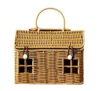 Rattan House Shaped Basket With Lid, Decorative Hand With Organizer Shelf Basket Harvest Wicker N8L1 Woven Handle, Folding