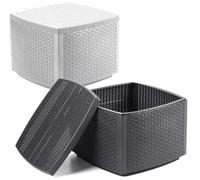 Rattan Indoor Outdoor Coffee Table Garden Furniture Bench Box Patio Side Snack EONLION Grey One Size