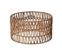 Rattan Lamp Shade - Handwoven Hemp Rope Large Drum Lamp Shade for E27 Uno Fitter, 31.5 x 17 cm Brown Light Cover for Pendant, Ceiling, and Floor Lamps, Modern Rustic Decor