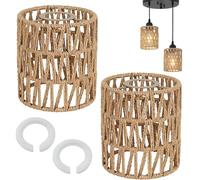 Rattan Lampshade 2 Pieces Lamp Shade Boho Home Decoration for E27 E14 Table Lamps Hanging Lamps Floor Lamps