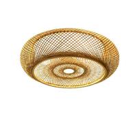 Rattan Lampshade, 40cm Rattan Ceiling Light Fixture Hand-Woven Bamboo Ceiling Light with Base,Bamboo Woven Pendant Light Suitable for Farmhouses, Kitchens, Hallways, Lofts