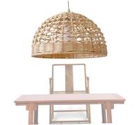 Rattan Lampshade Handmade Boho Hanging Lampshade Summer Cool Ceiling Lamp Rattan for Room Decoration