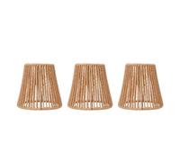 Rattan Lampshade Set, 3 Pieces, Handwoven Wicker Light Shades, 9 cm Top x 14 cm Bottom, Rustic Style