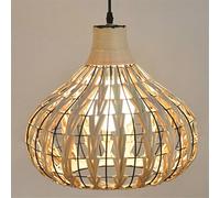 Rattan Lantern Pendant Lamp for Kitchen Bars Shops Bamboo Wicker Hanging Light Ceiling Lighting Fixture Natural Material Bamboo Chandelier for Kitchen Island,with Adjustable Cord