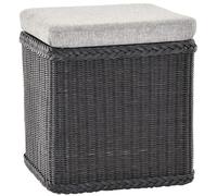 Rattan Laundry Basket Laundry Chest Seat Padded Hallway Bench Storage Box with Lid Bathroom Stool Stool Laundry Hamper Seat Chest Natural (Black, Square)