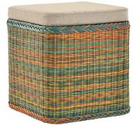Rattan Laundry Basket Laundry Chest Seat Padded Hallway Bench Storage Box with Lid Bathroom Stool Stool Laundry Hamper Seat Chest Natural (Colourful, Square)