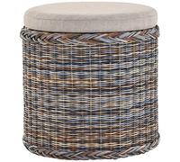 Rattan Laundry Basket Laundry Chest Seat Padded Hallway Bench Storage Box with Lid Bathroom Stool Stool Laundry Hamper Seat Chest Natural (Multicoloured, Round)