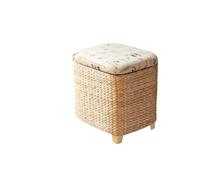 Rattan Laundry Basket Laundry Chest Seat Padded Honey Hallway Bench Storage Box with Lid Bathroom Stool Stool Laundry Hamper Seat Chest Natural