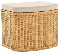 Rattan Laundry Basket Laundry Chest Seat Padded Honey Hallway Bench Storage Box with Lid Bathroom Stool Stool Laundry Hamper Seat Chest Natural (Honey, Belly)