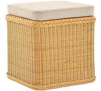 Rattan Laundry Basket Laundry Chest Seat Padded Honey Hallway Bench Storage Box with Lid Bathroom Stool Stool Laundry Hamper Seat Chest Natural (Honey, Square)