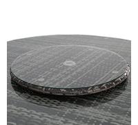 Rattan Lazy Susan Rotating Serving Plate, Tempered Glass Swivel Dining Table Turntable with Parasol Hold, Rotating Board Plate Dish for Party Family Dinners | Aluminum Alloy Stand - 60CM