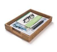 Rattan Letter Tray, Wicker Desk Tray, Woven Desk Organizer, A4 Paper, Document, File, Mail, Magazine Storage Basket for Office, Classroom, Home Desktop