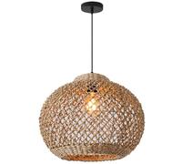 Rattan Lights, Large Wicker Chandelier Southeast Asian Style Woven Basket Shade - Hand-Woven Boho Light Vintage Rattan Cage Hanging Light for Living Dining Room Kitchen Island/35Cm